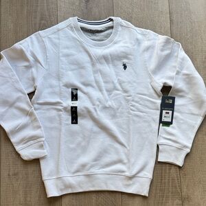 U.S. Polo Assn. White Crewneck Sweatshirt with Navy Logo